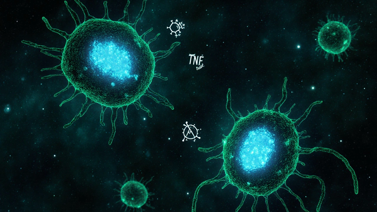 Клеточные митохондрии, активируемые спирулиной, в биолюминесцентной среде.