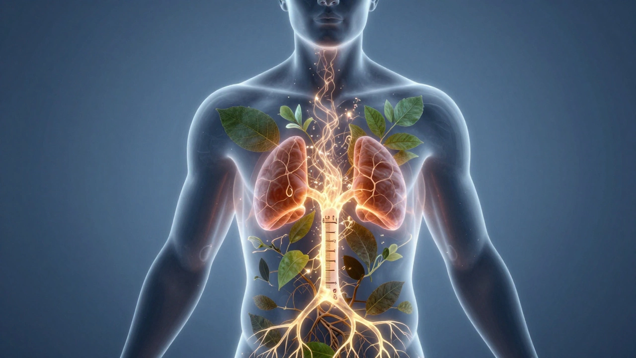 Прозрачная фигура человека с внутренними растительными элементами, символизирующими снижение стресса.