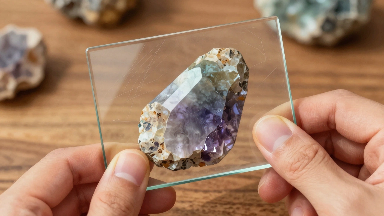 Турмалин царапает стекло, но не повреждается им при тесте твердости.